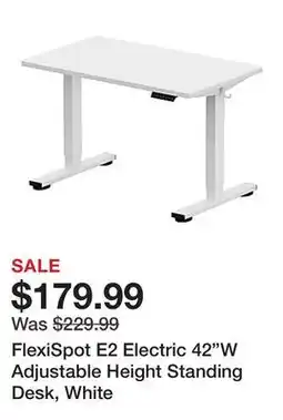 Office Depot FlexiSpot E2 Electric 42W Adjustable Height Standing Desk, White offer