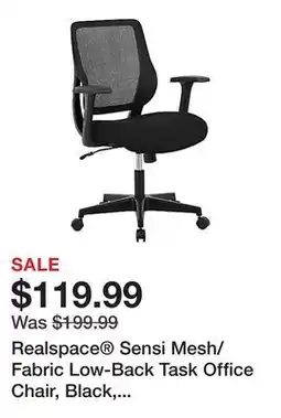 Office Depot Realspace Sensi Mesh/Fabric Low-Back Task Office Chair, Black, BIFMA Compliant offer