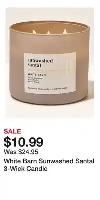 Bath & Body Works White Barn Sunwashed Santal 3-Wick Candle offer