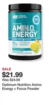 Ulta Beauty Optimum Nutrition Amino Energy + Focus Powder offer