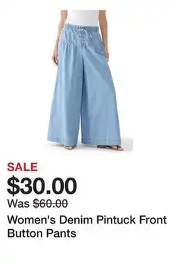 Belk Women's Denim Pintuck Front Button Pants offer