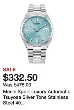 Belk Men's Sport Luxury Automatic Tsuyosa Silver Tone Stainless Steel 40 Millimeter Bracelet Watch offer