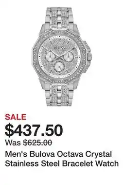 Belk Men's Bulova Octava Crystal Stainless Steel Bracelet Watch offer