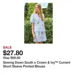 Belk Sewing Down South x Crown & Ivy Current Short Sleeve Printed Blouse offer