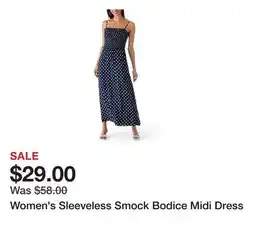 Belk Women's Sleeveless Smock Bodice Midi Dress offer