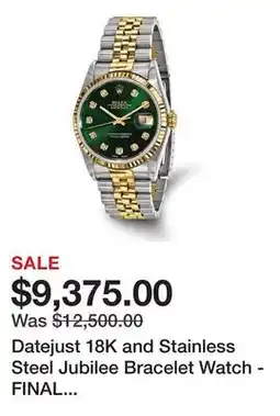 Belk Datejust 18K and Stainless Steel Jubilee Bracelet Watch - FINAL SALE, NO RETURNS OR EXCHANGES offer