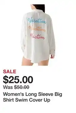 Belk Women's Long Sleeve Big Shirt Swim Cover Up offer