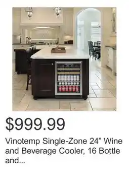 Costco Vinotemp Single-Zone 24 Wine and Beverage Cooler, 16 Bottle and 106 Can Capacity offer