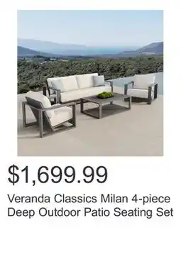 Costco Veranda Classics Milan 4-piece Deep Outdoor Patio Seating Set offer