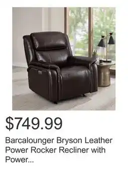 Costco Barcalounger Bryson Leather Power Rocker Recliner with Power Adjustable Headrest offer