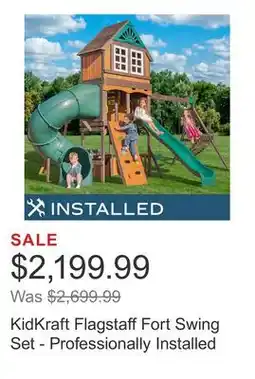 Costco KidKraft Flagstaff Fort Swing Set - Professionally Installed offer
