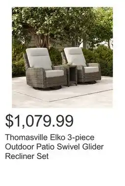 Costco Thomasville Elko 3-piece Outdoor Patio Swivel Glider Recliner Set offer
