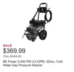Costco BE Power 3,400 PSI 2.5 GPM, 223cc, Cold Water Gas Pressure Washer offer