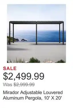 Costco Mirador Adjustable Louvered Aluminum Pergola, 10' X 20' offer
