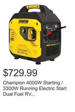 Costco Champion 4000W Starting / 3300W Running Electric Start Dual Fuel RV Ready Inverter Generator offer
