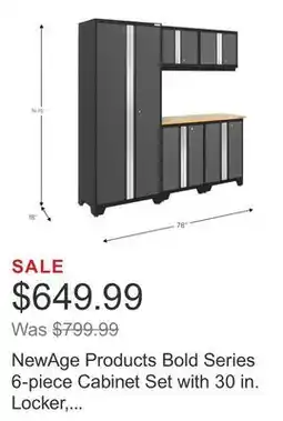 Costco NewAge Products Bold Series 6-piece Cabinet Set with 30 in. Locker, Base and Wall Cabinet offer