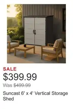 Costco Suncast 6' x 4' Vertical Storage Shed offer