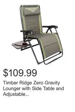 Costco Timber Ridge Zero Gravity Lounger with Side Table and Adjustable Headrest offer