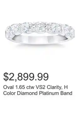 Costco Oval 1.65 ctw VS2 Clarity, H Color Diamond Platinum Band offer