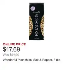 Costco Wonderful Pistachios, Salt & Pepper, 3 lbs offer