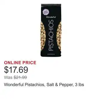 Costco Wonderful Pistachios, Salt & Pepper, 3 lbs offer