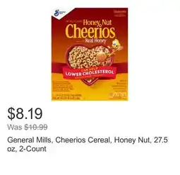 Costco General Mills, Cheerios Cereal, Honey Nut, 27.5 oz, 2-Count offer