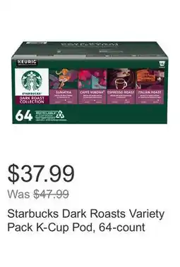 Costco Starbucks Dark Roasts Variety Pack K-Cup Pod, 64-count offer