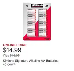 Costco Kirkland Signature Alkaline AA Batteries, 48-count offer