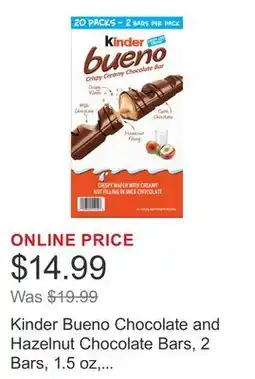 Costco Kinder Bueno Chocolate and Hazelnut Chocolate Bars, 2 Bars, 1.5 oz offer
