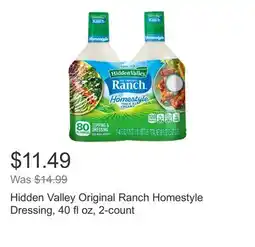Costco Hidden Valley Original Ranch Homestyle Dressing, 40 fl oz, 2-count offer