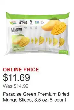 Costco Paradise Green Premium Dried Mango Slices, 3.5 oz, 8-count offer