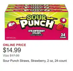 Costco Sour Punch Straws, Strawberry, 2 oz, 24-count offer