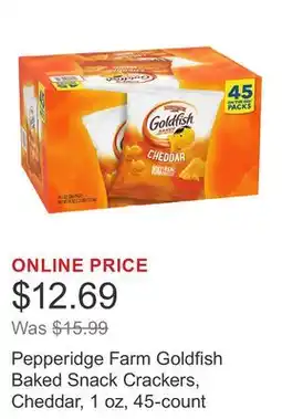 Costco Pepperidge Farm Goldfish Baked Snack Crackers, Cheddar, 1 oz, 45-count offer