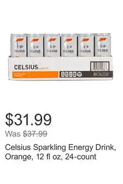Costco Celsius Sparkling Energy Drink, Orange, 12 fl oz, 24-count offer