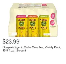 Costco Guayaki Organic Yerba Mate Tea, Variety Pack, 15.5 fl oz, 12-count offer