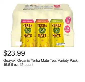 Costco Guayaki Organic Yerba Mate Tea, Variety Pack, 15.5 fl oz, 12-count offer