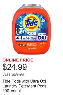 Costco Tide Pods with Ultra Oxi Laundry Detergent Pods, 100-count offer