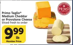 Vons Primo Taglio Medium Cheddar or Provolone Cheese offer