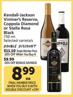 Vons Kendall-Jackson Vintner's Reserve, Coppola Diamond or Stella Rosa Black offer