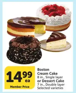 Vons Boston Cream Cake 8 in., Single layer or Dessert Cake 7 in., Double layer offer