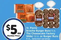 Vons St. Pierre Brioche Burger Buns 4 ct. The Cheesecake Factory Slider 12 ct. or Burger Buns 4 ct offer