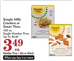 Pavilions Simple Mills Crackers or Sweet Thins offer