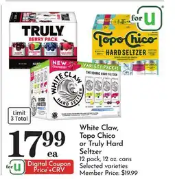 Pavilions White Claw, Topo Chico Or Truly Hard Seltzer offer