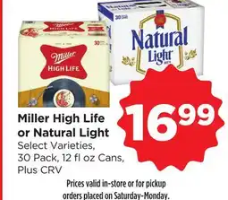 Food 4 Less Miller High Life or Natural Light offer