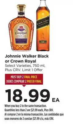 Food 4 Less Johnnie Walker Black or Crown Royal offer
