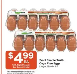 Food 4 Less 24 ct Simple Truth Cage Free Eggs offer