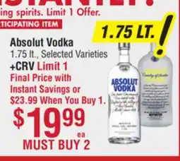 Smart & Final Absolut Vodka offer