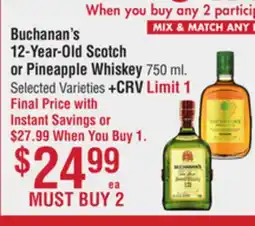 Smart & Final Buchanan's 12-Year-Old Scotch or Pineapple Whiskey offer