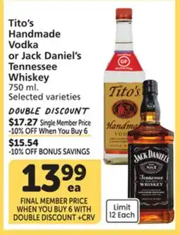 Albertsons Tito's Handmade Vodka or Jack Daniel's Tennessee Whiskey offer