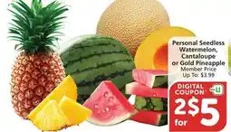 Albertsons Personal Seedless Watermelon, Cantaloupe or Gold Pineapple offer